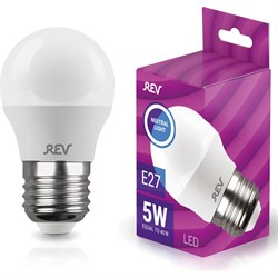 Светодиодная лампа REV LED G45 E27 5Вт 4000K - фото 17218535
