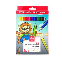 Карандаши цветные KOH-I-NOOR "LION", 36 цветов, 2,8 мм, европодвес, 3555/36, 3555036034KS - фото 17221051
