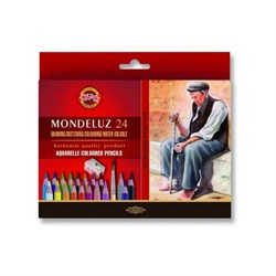 Карандаши цветные акварельные художественные KOH-I-NOOR "Mondeluz", 24 цвета, кисть, точилка, европодвес, 3711/24, 3711024003KZ - фото 17221052