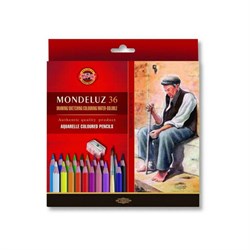 Карандаши цветные акварельные художественные KOH-I-NOOR "Mondeluz", 36 цветов, кисть, точилка, европодвес, 3712/36, 3712036003KZ - фото 17221053