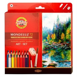 Карандаши цветные акварельные художественные KOH-I-NOOR "Mondeluz", 72 цвета, кисть, точилка, европодвес, 3714/72, 3714072001KZ - фото 17221055