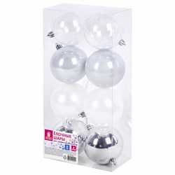 Шары ёлочные 8 шт., 8 см, "Eden Colors", пластик, цвет: серебристый/жемчужный, ЗОЛОТАЯ СКАЗКА, 591981 - фото 17222648