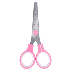 Ножницы BRAUBERG KIDS 130 мм, ручки розовые, закругленные лезвия с линейкой, 274063 - фото 17238558