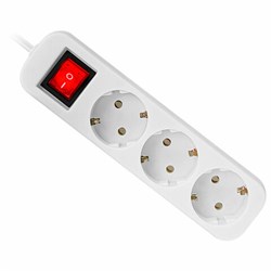 Удлинитель сетевой DEFENDER S330, 3 розетки, c заземлением, выключатель, 10А, длина 3 м, белый, 99234 - фото 17240903