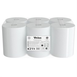 Полотенца бумажные рулонные 150 м, VEIRO Professional (H1) COMFORT, 1-слойные, КОМПЛЕКТ 6 рулонов, K211 - фото 17250842
