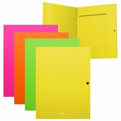 Папка на кнопке пластиковая ERICH KRAUSE "Neon", с 3 клапанами, до 130 листов, ассорти, 600 мкм, 50411 - фото 17257804