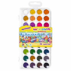 Краски акварельные ЮНЛАНДИЯ "ДОМИКИ" 36 цветов, круглые кюветы 23 мм, пенал, 192633 - фото 17262972