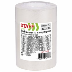Клейкие ленты 19 мм х 33 м канцелярские STAFF CLASSIC, КОМПЛЕКТ 4 шт., прозрачные, 271262 - фото 17262979