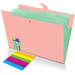 Папка-органайзер на кнопке 5 отделений, BRAUBERG "Extra", А4, персиковая с мятным, 274097 - фото 17273095