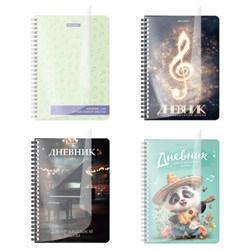 Дневник для музыкальной школы 48 листов, гребень, пластиковая обложка, картон, BRAUBERG, "МИКС", 107519 - фото 17281119