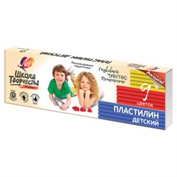 Пластилин классический ЛУЧ "Школа творчества", 9 цветов, 180 г, стек, картонная упаковка, 29С 1762-08 - фото 17283258