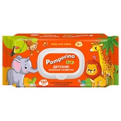 Салфетки влажные детские 130 шт., PAMPERINO, с экстрактом ромашки и витамином Е, крышка-клапан, 72954 - фото 17307661