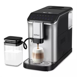 Кофемашина KITFORT КТ-7166, 1350 Вт, объем 1,5 л, для зерен 200 г, автокапучинатор, серебристая - фото 17307735