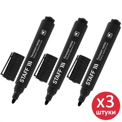 Маркер перманентный STAFF "Basic Budget PM-125", ЧЕРНЫЙ, КОМПЛЕКТ 3 штуки, наконечник 3 мм, 880597 - фото 17309455