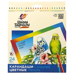 Карандаши цветные ЛУЧ "Школа Творчества", 24 цвета, трехгранные, натуральное дерево, 30С 1808-08 - фото 17317136