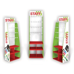 Стойка для размещения товара напольная УСИЛЕННАЯ STAFF, 200х60х40 см, 3 полки, 25 крючков, 504344 - фото 17318838