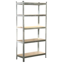 Стеллаж металлический BOOMHOUSE (БУМХАУС) безболтовой, 1800x900x400 мм, 5 полок МДФ, нагрузка на стеллаж до 875 кг, серебристый, 291412 - фото 17323735