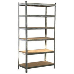 Стеллаж металлический BOOMHOUSE (БУМХАУС) безболтовой, 2000x1000x500 мм, 6 полок МДФ, нагрузка на стеллаж до 875 кг, серебристый, 291416 - фото 17323739