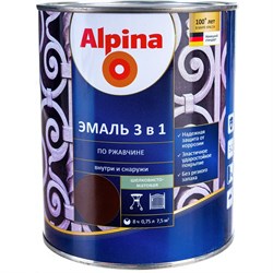 Алкидно-уретановая эмаль по ржавчине ALPINA 948103652 - фото 17324672