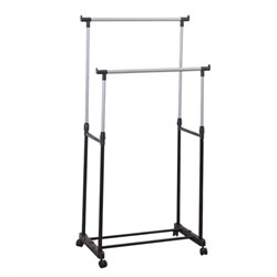 Вешалка для плечиков двухъярусная BOOMHOUSE (БУМХАУС) GR-003 (900-1600x800x400 мм), пластик/металл, черный/хром, 701438 - фото 17326295