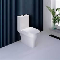 Унитаз с бачком напольный RGW SW-05 белый, горизонтальный выпуск, с микролифтом (моноблок) - фото 17336475