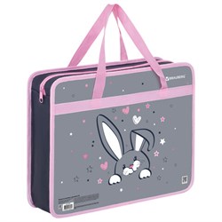 Папка на молнии с ручками BRAUBERG А4, 1 отделение, пластик, 80 мм, "Curious bunny", 272164 - фото 17340683