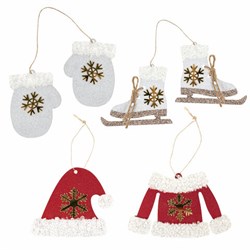 Набор елочных украшений "Фигуристка", 6 шт., дерево, цвет: красный / белый, ЗОЛОТАЯ СКАЗКА, 592003 - фото 17342875