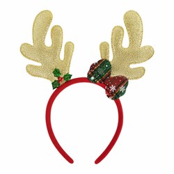 Ободок новогодний с рожками, 24,5х21 см, пластик, цвет: красный/золотистый, ЗОЛОТАЯ СКАЗКА, 592005 - фото 17342876