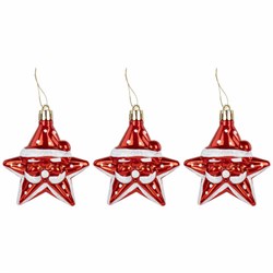 Шары ёлочные 3шт, 8,5см "Звезды с усами", красный/белый, пластик, ЗОЛОТАЯ СКАЗКА, 592172 - фото 17342879