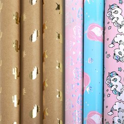 Бумага упаковочная подарочная С ЭФФЕКТАМИ "Just For Fun", 70х100 см, 6 дизайнов ассорти, ЗОЛОТАЯ СКАЗКА, 591937 - фото 17345593