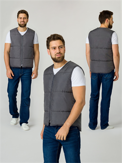 Жилет утепленный Комфорт (тк.Таслан), т.серый - фото 17347804