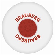 Ластик BRAUBERG "Universal", 30х30х8 мм, белый, круглый, красный пластиковый держатель, 222472
