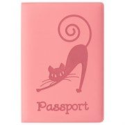 Обложка для паспорта, мягкий полиуретан, "Кошка", персиковая, STAFF, 237615