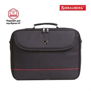 Сумка-портфель BRAUBERG с отделением для ноутбука 13-14", "Profi", откидная крышка, черная, 37х28х7 см, 240440