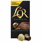 Кофе в алюминиевых капсулах L'OR "Espresso Forza" для кофемашин Nespresso, 10 порций, ФРАНЦИЯ, 4028605
