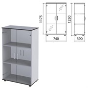 Шкаф закрытый со стеклом "Монолит", 740х390х1250 мм, цвет серый (КОМПЛЕКТ)
