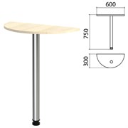 Стол приставной полукруг "Канц", 600х300х750 мм, цвет дуб молочный (КОМПЛЕКТ)