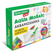 Аквамозаика 24 цвета 4200 бусин, с трафаретами, инструментами и аксессуарами, BRAUBERG KIDS, 664916