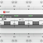 Трехполюсный автомат EKF PROxima 100А D ВА47-100 10кА