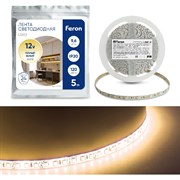 Светодиодная лента LED FERON LS612 120SMD 2835 9.6Вт/м 5м IP20 12V теплый белый