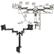 Кронштейн для 2 мониторов настольный KROMAX OFFICE-3, VESA 75/100, 15"-34", до 2х6 кг, 7 степеней свободы, 20032