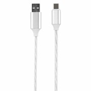 Кабель с LED подсветкой USB 2.0-Type-C, 1 м, RED LINE, белый, УТ000022103