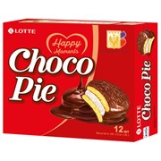 Печенье LOTTE "Choco Pie" ("Чоко Пай"), прослоенное, глазированное, в картонной упаковке, 336 г (12 штук х 28 г)