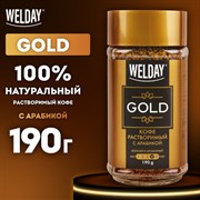 Кофе растворимый WELDAY (ВЭЛДЭЙ) "GOLD" 190 г, стеклянная банка, сублимированный, 622674