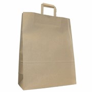 Крафт-пакет бумажный 24х14х29 см, плоские ручки, плотность 90 г/м2, 110517