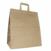 Крафт-пакет бумажный 32х20х37 см, плоские ручки, плотность 90 г/м2, 110494