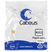 Телефонный патч-корд Cabeus PC-TEL-RJ12-0.5m