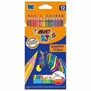 Карандаши цветные BIC "Evolution Stripes", 12 цветов, шестигранные, грифель 9505221