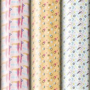 Бумага упаковочная мелованная НАБОР 3 шт., "Memphis", 70х100 см, 3 дизайна, ЗОЛОТАЯ СКАЗКА, 592067