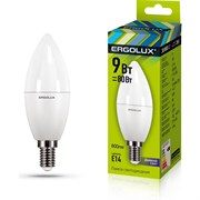 Электрическая светодиодная лампа Ergolux LED-C35-9W-E14-6K Свеча